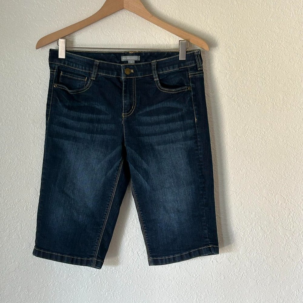 New York & Company Dark Wash Bermuda Jean Short 8